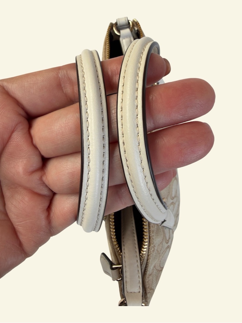 Coach Signature Canvas Mini Kelsey Satchel Beige White Leather Crossbody bag - Picture 4 of 13